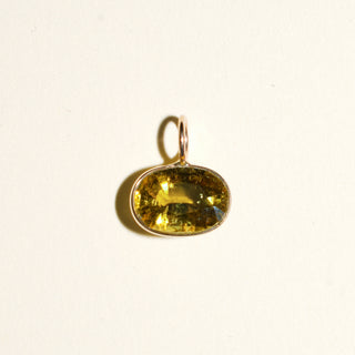 Sour Yellow Tourmaline Oval Cut Charm in 14k Yellow Gold