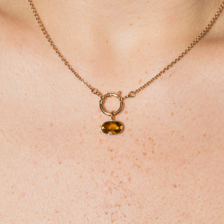 Sour Yellow Tourmaline Oval Cut Charm in 14k Yellow Gold