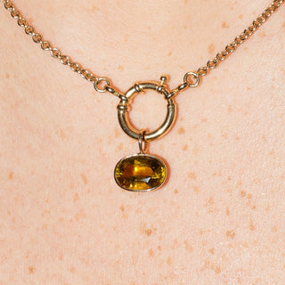 Sour Yellow Tourmaline Oval Cut Charm in 14k Yellow Gold