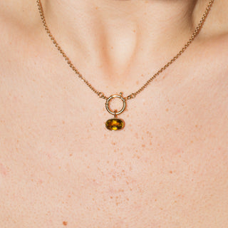 Sour Yellow Tourmaline Oval Cut Charm in 14k Yellow Gold
