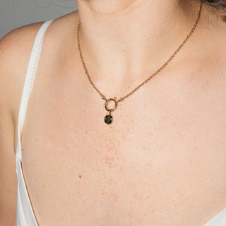 Verdant Green Tourmaline Oval Cut Charm in Yellow 14k Gold