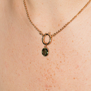 Garden Green Tourmaline Oval Cut Charm in Yellow 14k Gold
