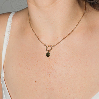 Garden Green Tourmaline Oval Cut Charm in Yellow 14k Gold