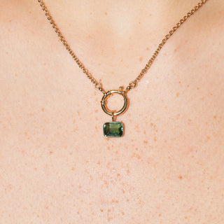 Tile Green Tourmaline Rectangle Cut Charm in 14k Yellow Gold