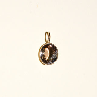 Mauve Tourmaline Oval Cut Charm in Yellow 14k Gold