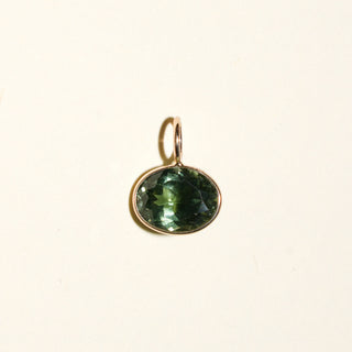 Grass Green Tourmaline Cushion Cut Charm in 14k Yellow Gold