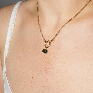 Grass Green Tourmaline Cushion Cut Charm in 14k Yellow Gold