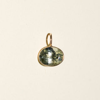 Misty Green Tourmaline Cushion Cut Charm in 14k Yellow Gold