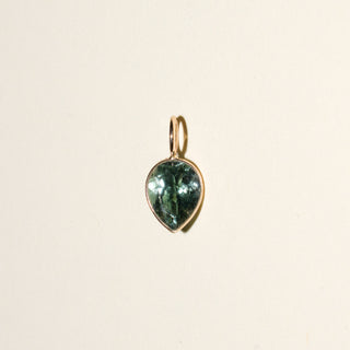 Teal Green Tourmaline Pear Cut Charm in 14k Yellow Gold