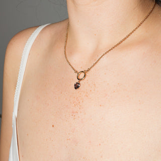 Faded Denim Blue Tourmaline Inverted Pear Cut Charm in Yellow 14k Gold
