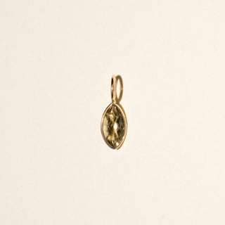Olive Green Tourmaline Marquise Cut Charm in 14k Yellow Gold