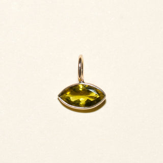 Avocado Green Tourmaline Marquise Cut Charm in 14k Yellow Gold