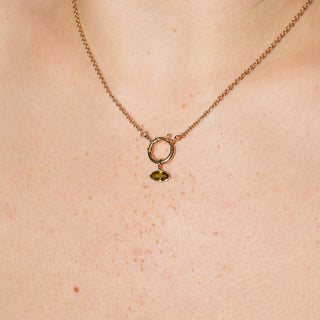 Avocado Green Tourmaline Marquise Cut Charm in 14k Yellow Gold