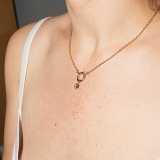 Apricot Tourmaline Oval Cut Charm in Yellow 14k Gold
