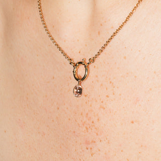 Apricot Tourmaline Oval Cut Charm in Yellow 14k Gold