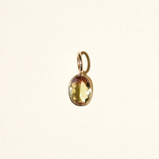 Prickly Pear Tourmaline Cushion Cut Charm in Yellow 14k Gold