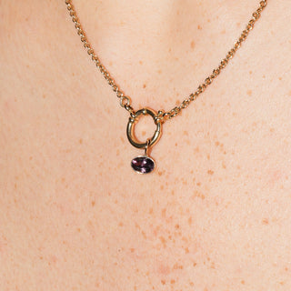 Hyacinth Tourmaline East West Oval Cut Charm in Yellow 14k Gold