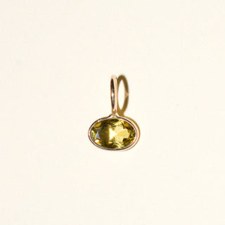Yellow Green Tourmaline Cushion Cut Charm in 14k Yellow Gold