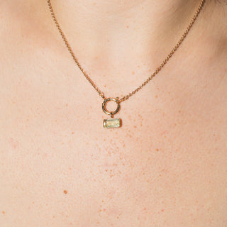 Light Yellow Heliodor Emerald Cut Charm in 14k Yellow Gold