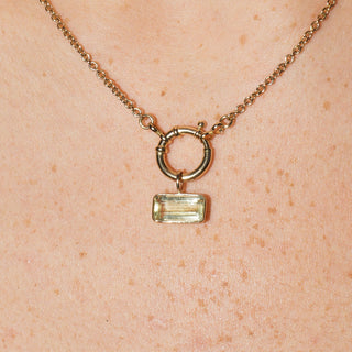 Light Yellow Heliodor Emerald Cut Charm in 14k Yellow Gold