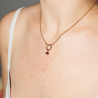 Very Berry Tourmaline Trillion Cut Charm in Yellow 14k Gold
