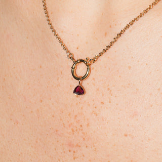 Very Berry Tourmaline Trillion Cut Charm in Yellow 14k Gold