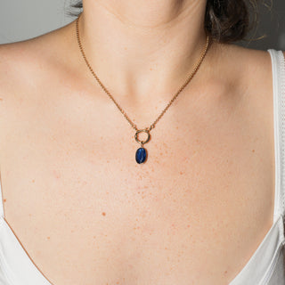 Blue Kyanite Oval Cut Charm in 14k Yellow Gold