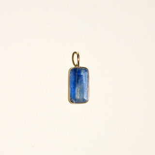Blue Kyanite Emerald Cut Charm 2 in 14k Yellow Gold