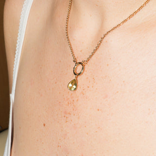 Asian Pear Heliodor Pear Cut Charm in Yellow 14k Gold