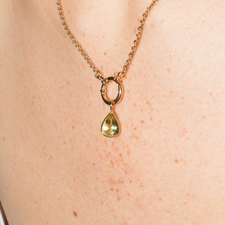 Asian Pear Heliodor Pear Cut Charm in Yellow 14k Gold
