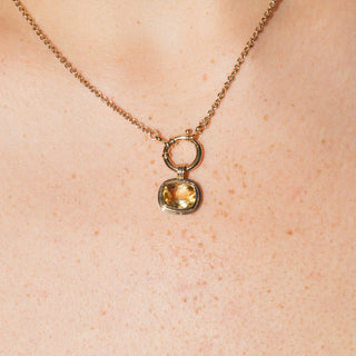 Citrine Triple East West Cushion Cut Charm in Yellow 14k Gold