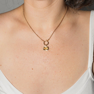 Citrine Triple East West Cushion Cut Charm in Yellow 14k Gold