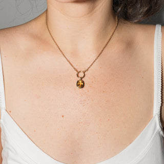 Citrine Triple Cushion Cut Charm in Yellow 14k Gold