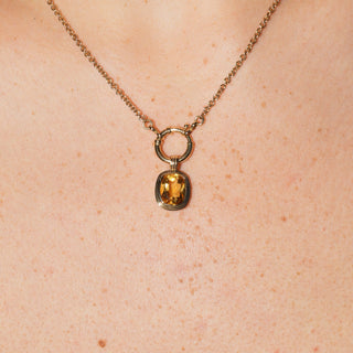 Citrine Triple Cushion Cut Charm in Yellow 14k Gold