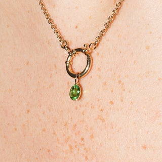 Poison Green Tourmaline Oval Cut Charm in Yellow 14k Gold