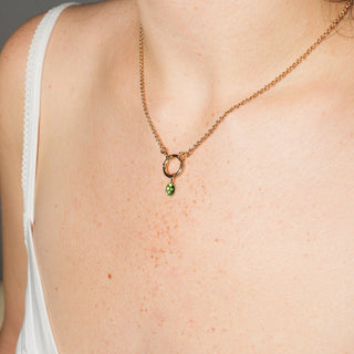 Poison Green Tourmaline Oval Cut Charm in Yellow 14k Gold