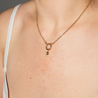 Lime Green Tourmaline Teardrop Cut Charm in Yellow 14k Gold