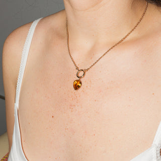 Marigold Citrine Inverted Pear Cut Charm in Yellow 14k Gold