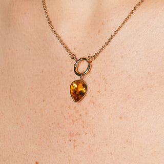 Marigold Citrine Inverted Pear Cut Charm in Yellow 14k Gold