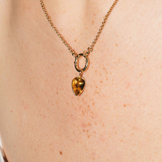 Sunset Heliodor Inverted Pear Cut Charm in Yellow 14k Gold