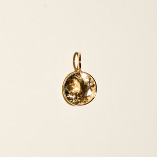 Sunshine Heliodor Round Cut Charm in Yellow 14k Gold