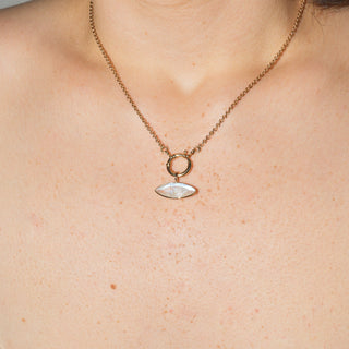 Iridescent Moonstone Marquise Cut Charm in 14k Yellow Gold