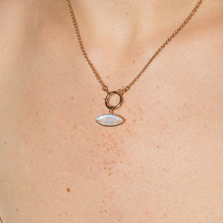 Iridescent Moonstone Marquise Cut Charm in 14k Yellow Gold