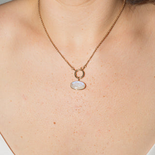 Iridescent Moonstone Cushion Cut Charm in 14k Yellow Gold