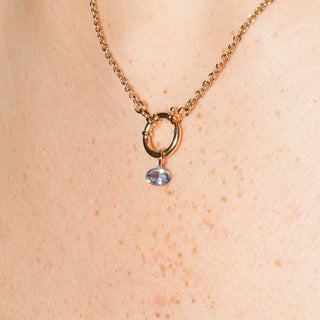 Serenity Blue Sapphire East West Oval Cut Charm in Yellow 14k Gold
