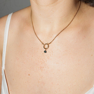 Midnight Blue Sapphire Pear Cut Charm in Yellow 14k Gold