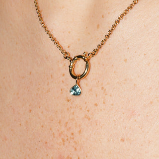 Midnight Blue Sapphire Pear Cut Charm in Yellow 14k Gold