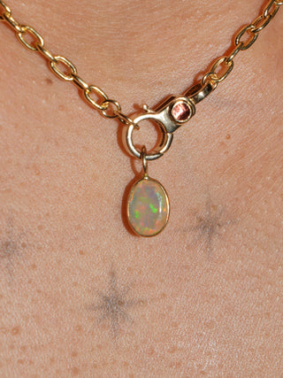 Opulent Opal Oval Cut Charm in Yellow 14k Gold