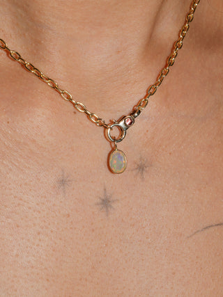 Opulent Opal Oval Cut Charm in Yellow 14k Gold
