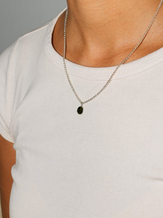 Césped Tourmaline Oval Cut Charm in Sterling Silver